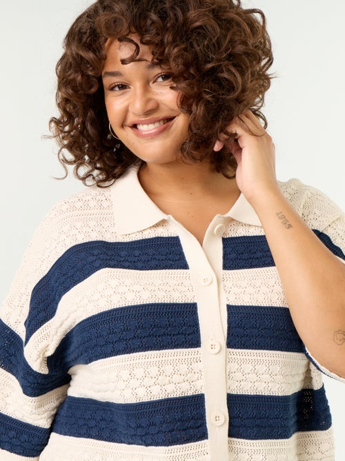 Blouse met korte mouwen van gehaakte stof - Kiabi Blouse met korte mouwen van gehaakte stof - Kiabi