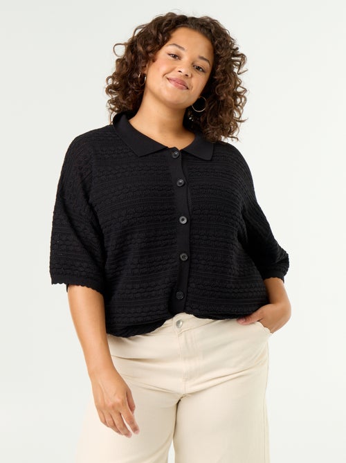 Blouse met korte mouwen van gehaakte stof - Kiabi Blouse met korte mouwen van gehaakte stof - Kiabi