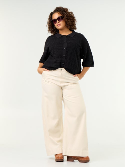 Blouse met korte mouwen van gehaakte stof - Kiabi Blouse met korte mouwen van gehaakte stof - Kiabi