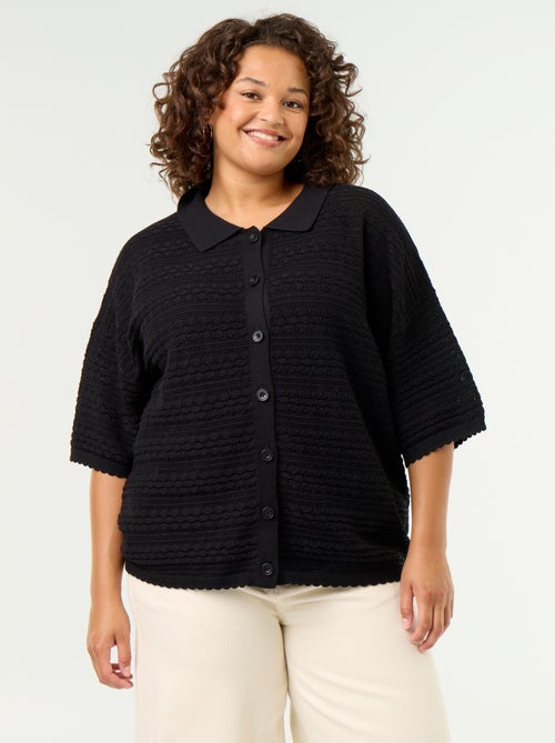 Blouse met korte mouwen van gehaakte stof - Kiabi Blouse met korte mouwen van gehaakte stof - Kiabi