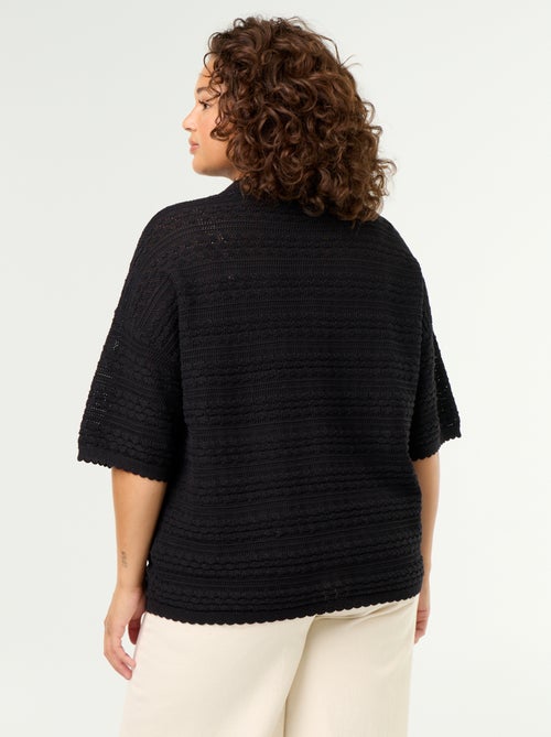 Blouse met korte mouwen van gehaakte stof - Kiabi Blouse met korte mouwen van gehaakte stof - Kiabi