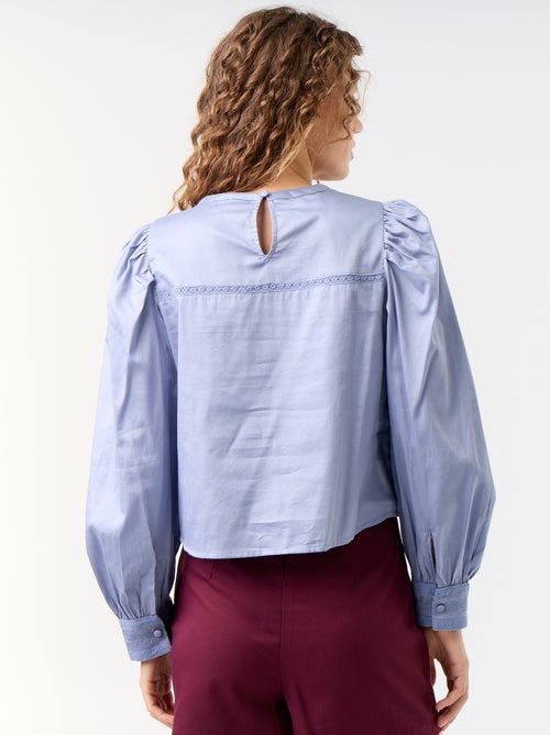 Blouse met lange mouwen en borduursels - Kiabi