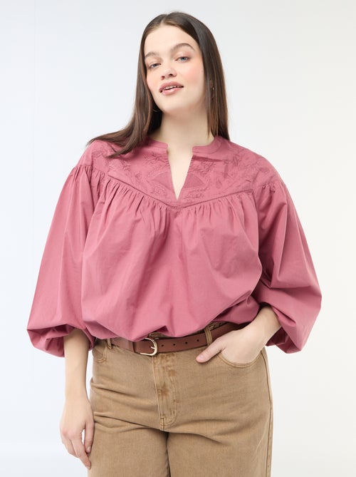 Blouse met lange mouwen en borduursels - Kiabi Blouse met lange mouwen en borduursels - Kiabi