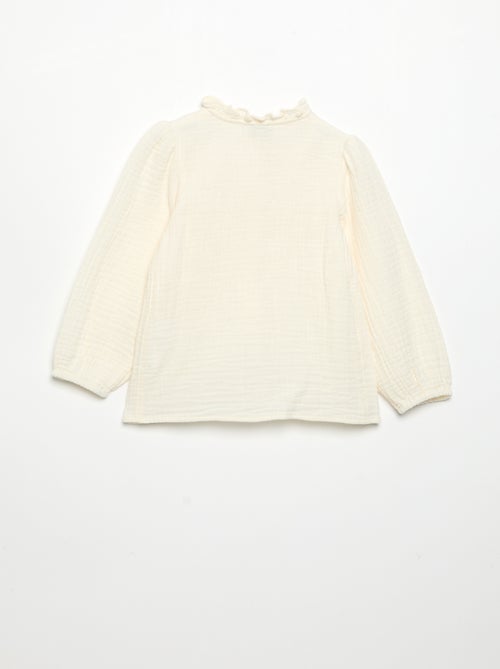 Blouse met lange mouwen en fantasievolle kraag - Kiabi