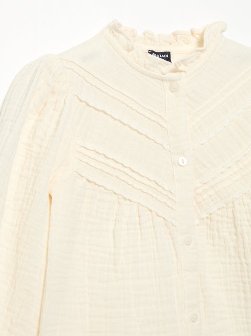 Blouse met lange mouwen en fantasievolle kraag - Kiabi