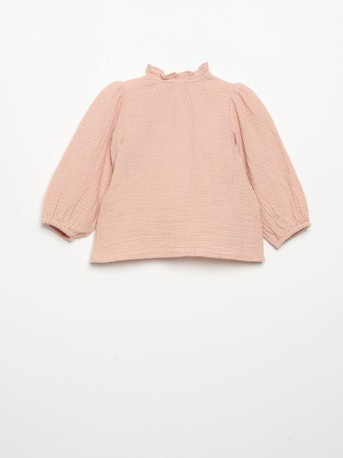 Blouse met lange mouwen en fantasievolle kraag - Kiabi