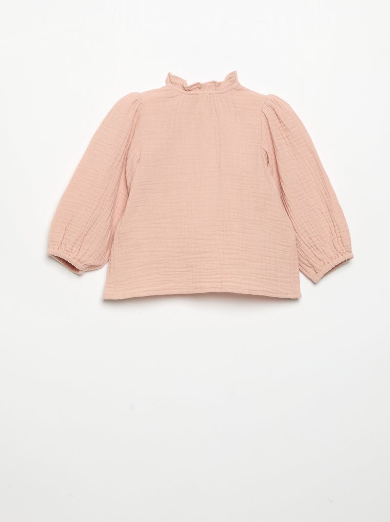 Blouse met lange mouwen en fantasievolle kraag Rose - Kiabi