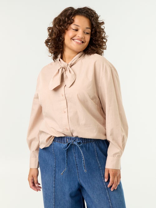 Blouse met lange mouwen en lavallièrekraag - Kiabi