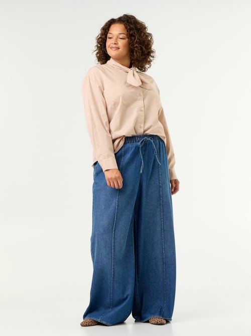 Blouse met lange mouwen en lavallièrekraag - Kiabi