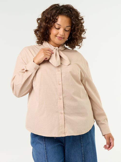 Blouse met lange mouwen en lavallièrekraag - Kiabi