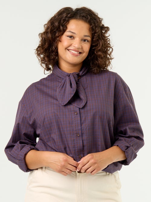 Blouse met lange mouwen en lavallièrekraag - Kiabi