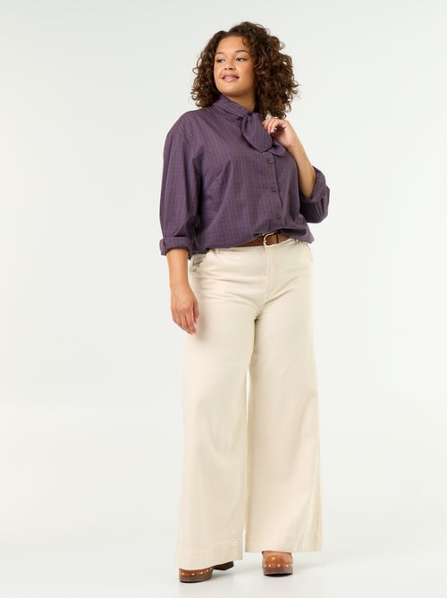 Blouse met lange mouwen en lavallièrekraag - Kiabi