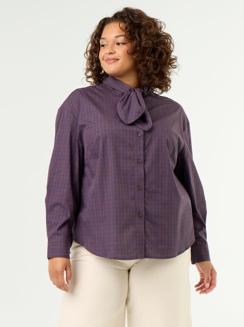 Blouse met lange mouwen en lavallièrekraag - Kiabi