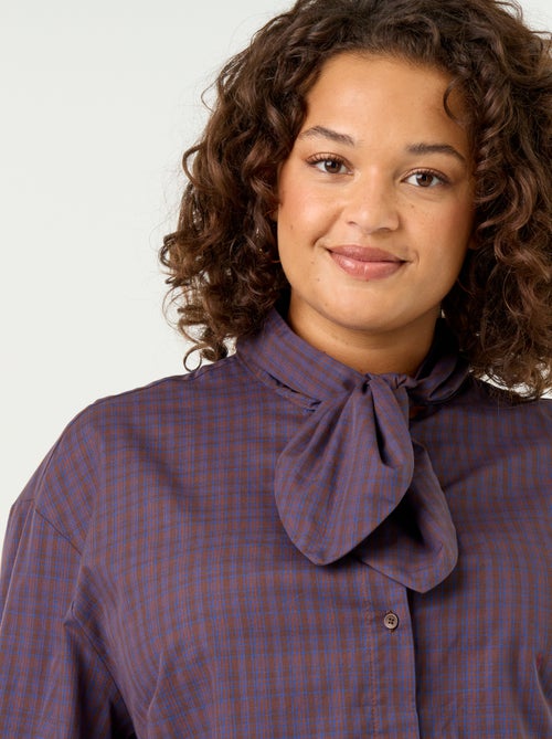 Blouse met lange mouwen en lavallièrekraag - Kiabi