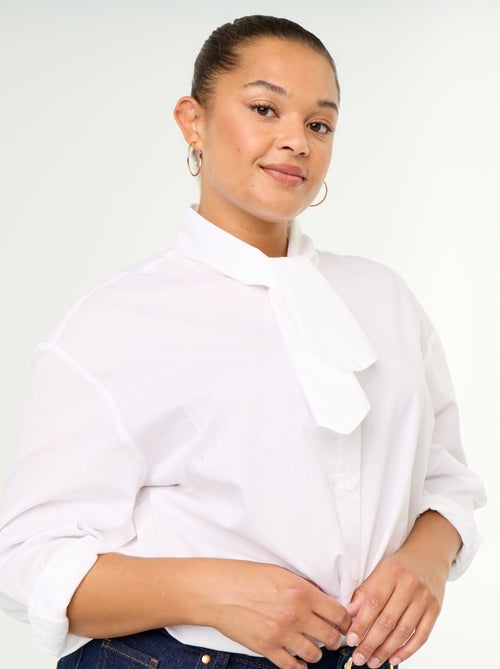 Blouse met lange mouwen en lavallièrekraag - Kiabi