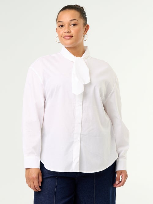 Blouse met lange mouwen en lavallièrekraag - Kiabi