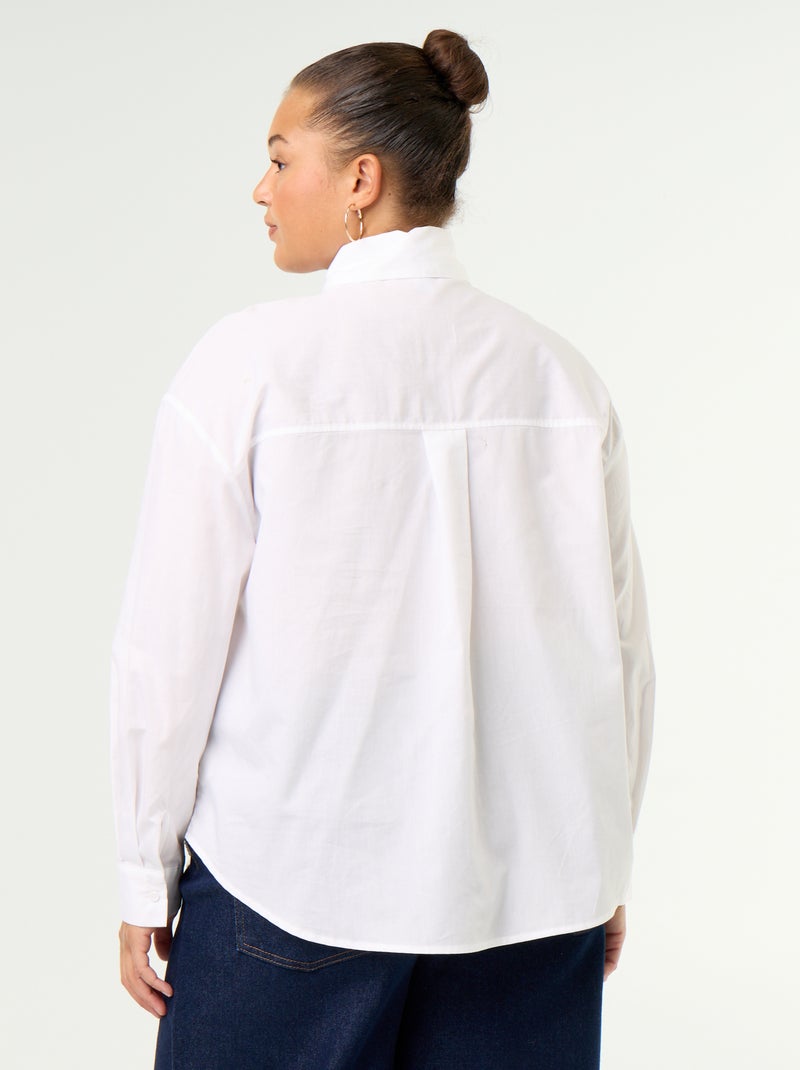 Blouse met lange mouwen en lavallièrekraag Wit - Kiabi
