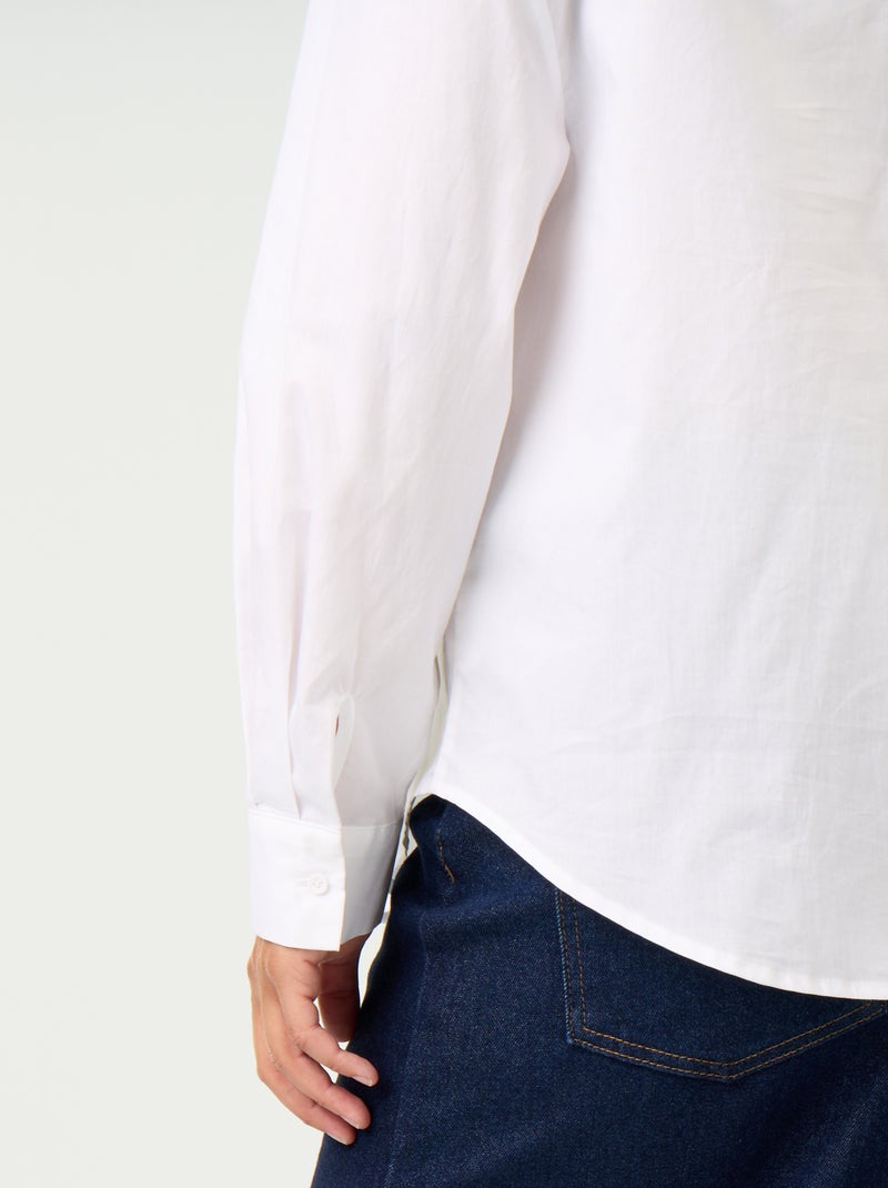 Blouse met lange mouwen en lavallièrekraag Wit - Kiabi