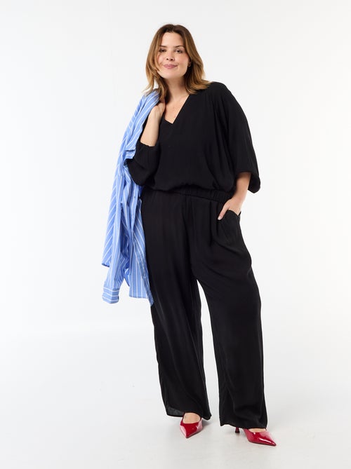 Blouse met lange mouwen en puntkraag - Kiabi