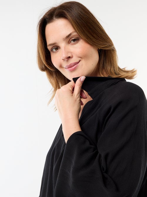 Blouse met lange mouwen en puntkraag - Kiabi