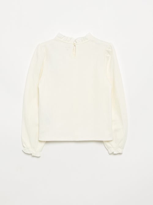 Blouse met lange mouwen en volantkraag - Kiabi