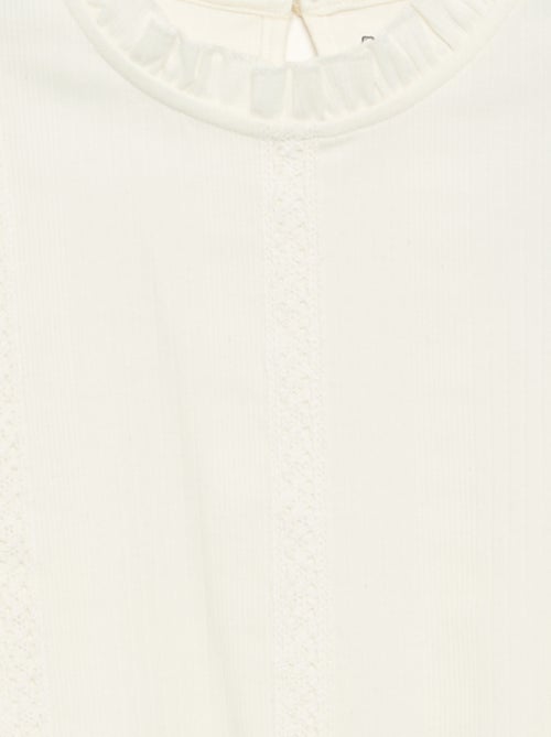 Blouse met lange mouwen en volantkraag - Kiabi
