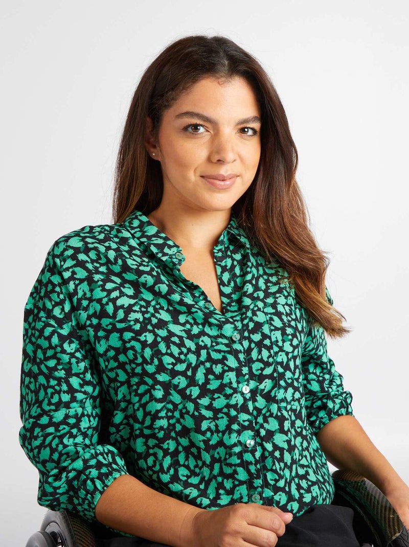 Blouse met luipaardprint en magneetknopen - So Easy GROEN - Kiabi