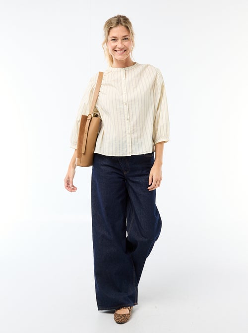 Blouse met mao-kraag en 3/4 mouwen - Kiabi