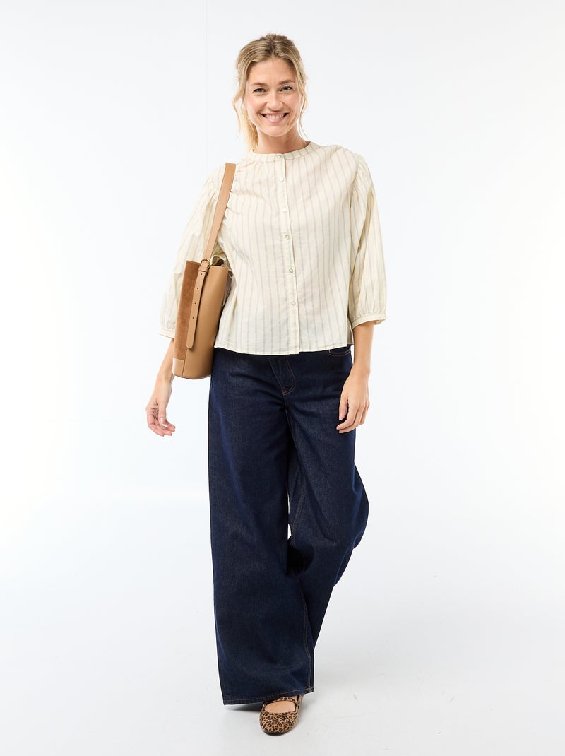 Blouse met mao-kraag en 3/4 mouwen Geel - Kiabi