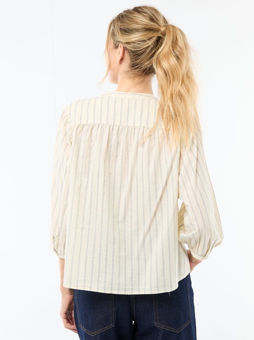 Blouse met mao-kraag en 3/4 mouwen - Kiabi