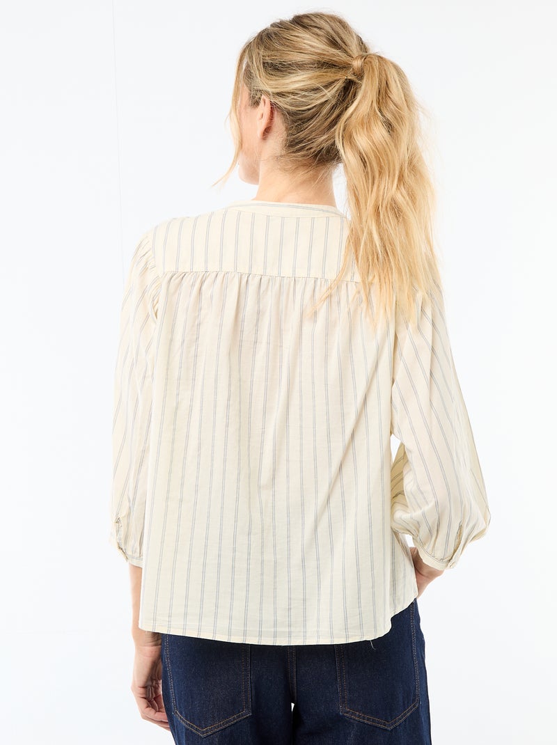 Blouse met mao-kraag en 3/4 mouwen Geel - Kiabi