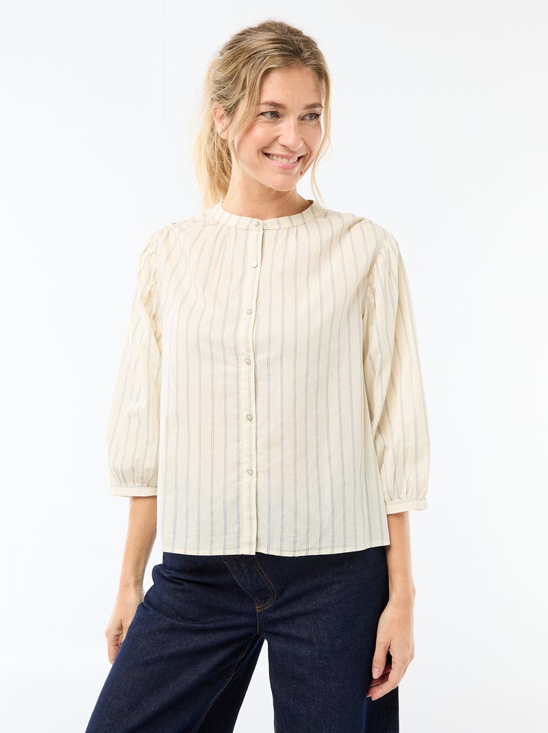 Blouse met mao-kraag en 3/4 mouwen Geel - Kiabi