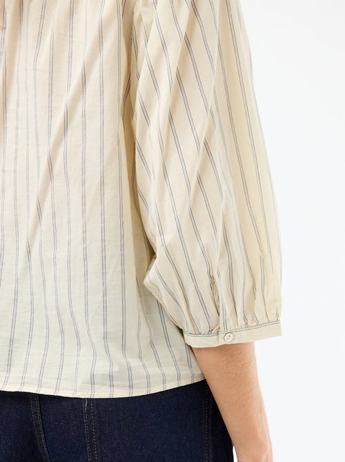 Blouse met mao-kraag en 3/4 mouwen - Kiabi