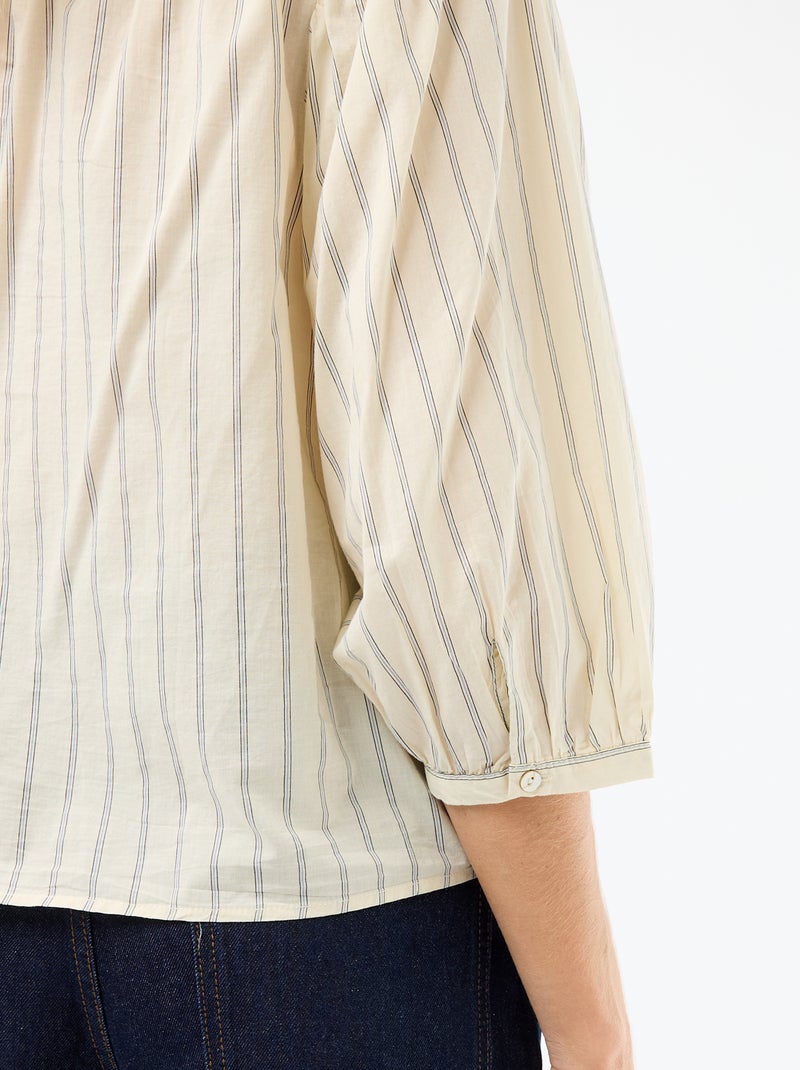 Blouse met mao-kraag en 3/4 mouwen Geel - Kiabi
