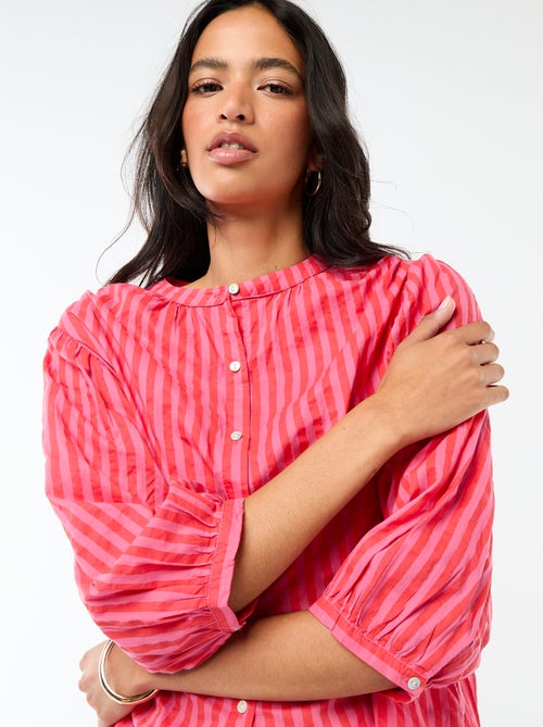 Blouse met mao-kraag en 3/4 mouwen - Kiabi