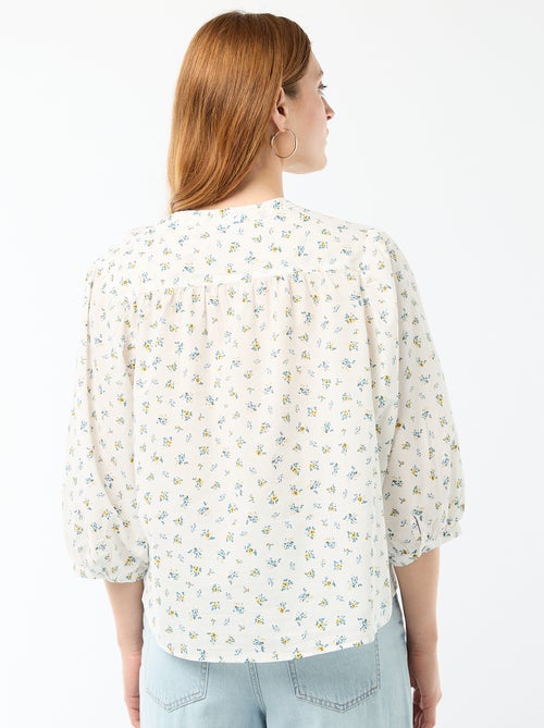 Blouse met mao-kraag en 3/4 mouwen - Kiabi