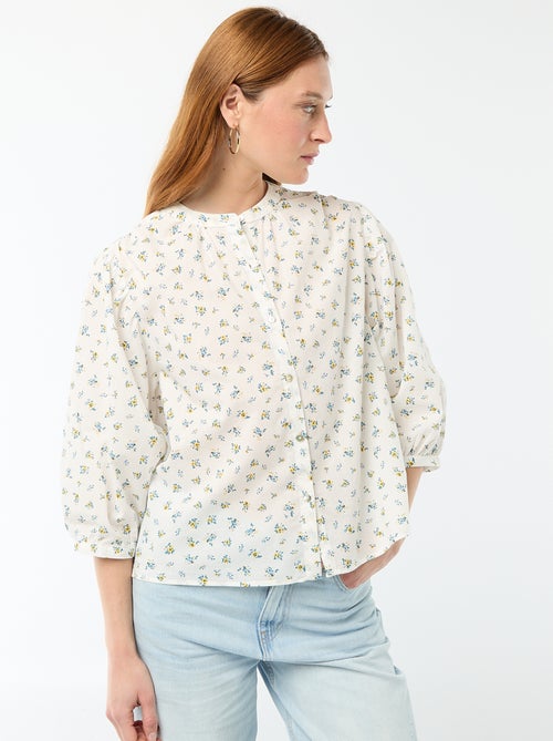 Blouse met mao-kraag en 3/4 mouwen - Kiabi