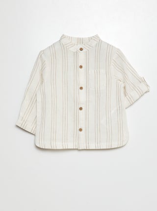 Blouse met maokraag en knoopje om de mouwen op te stropen