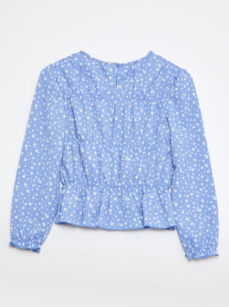 Blouse met motief van crêpebreisel Blauw - Kiabi