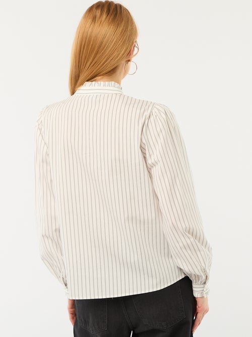 Blouse met motiefje en knoopje aan de kraag - Kiabi