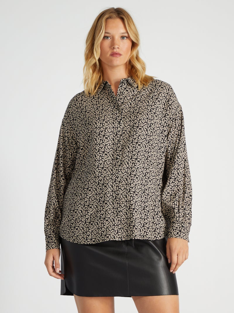 Blouse met motiefje ZWART - Kiabi