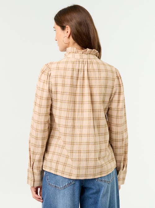 Blouse met opstaande kraag en ruches - Kiabi