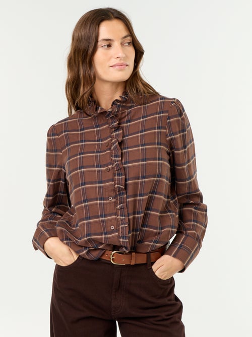 Blouse met opstaande kraag en ruches - Kiabi Blouse met opstaande kraag en ruches - Kiabi