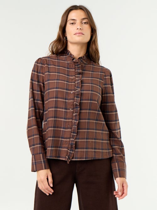Blouse met opstaande kraag en ruches - Kiabi Blouse met opstaande kraag en ruches - Kiabi