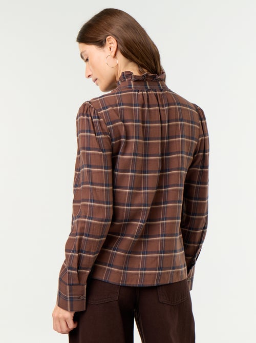 Blouse met opstaande kraag en ruches - Kiabi Blouse met opstaande kraag en ruches - Kiabi