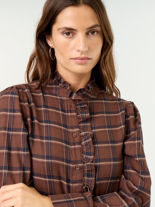 Blouse met opstaande kraag en ruches - Kiabi Blouse met opstaande kraag en ruches - Kiabi