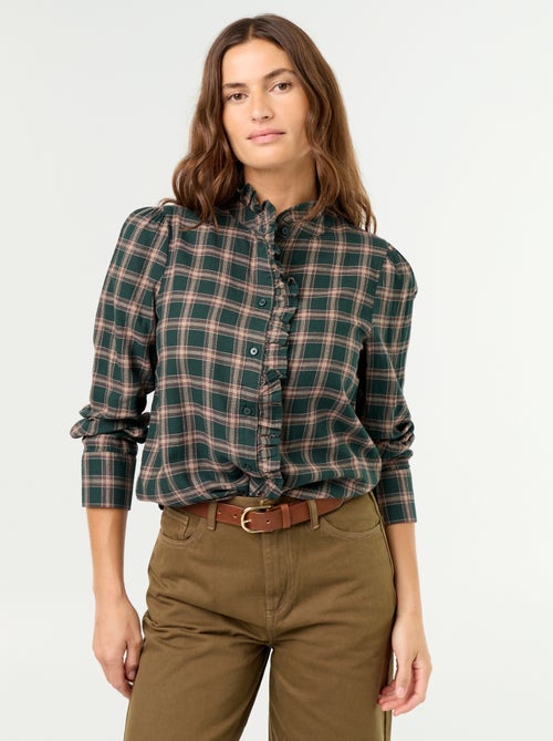 Blouse met opstaande kraag en ruches - Kiabi Blouse met opstaande kraag en ruches - Kiabi