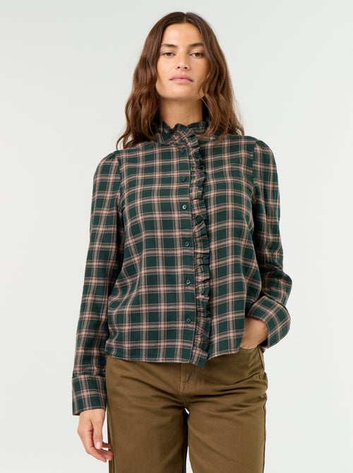 Blouse met opstaande kraag en ruches - Kiabi Blouse met opstaande kraag en ruches - Kiabi