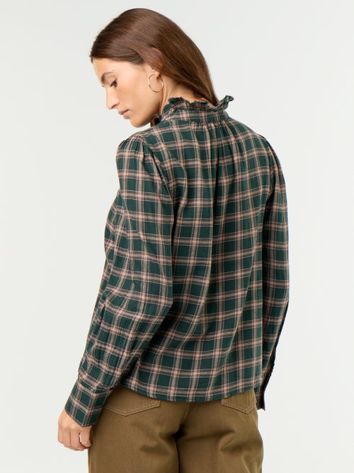 Blouse met opstaande kraag en ruches - Kiabi Blouse met opstaande kraag en ruches - Kiabi