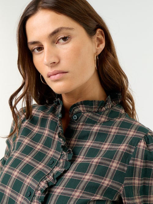 Blouse met opstaande kraag en ruches - Kiabi Blouse met opstaande kraag en ruches - Kiabi